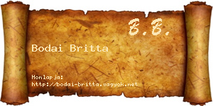 Bodai Britta névjegykártya